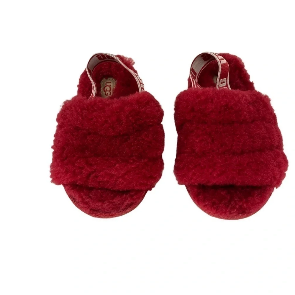 UGG Fluff Yeah Slide Sandal Toddler Ribbon‎ Red 10